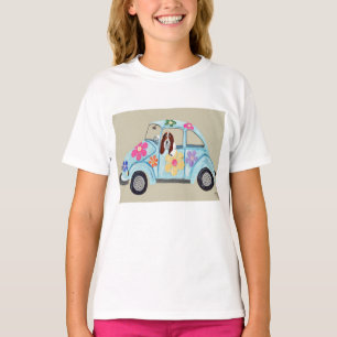 Camiseta Basset Hound no Carro Hippie