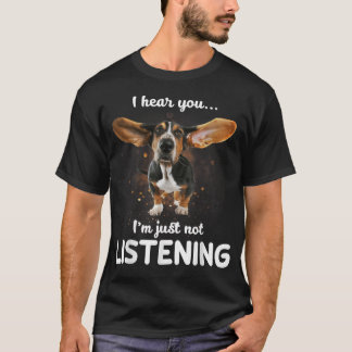 Camiseta Basset Hound, ouço você não escutar