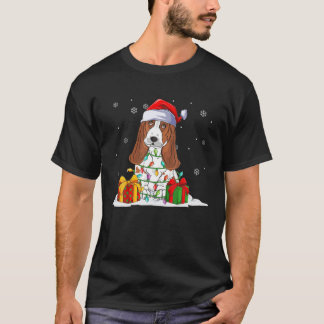 Camiseta Basset Hound Papais noeis Árvore de Natal Luzes Xm