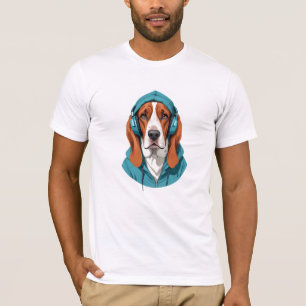Camiseta Basset Hound Vestindo Hoodie Engraçada Arte Animal