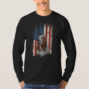 Camiseta Basset Incomodado Bandeira Americana Patriótica Do