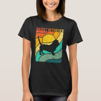 Camiseta Basset Retriever Pôr do Sol Vintage Mãe Pai