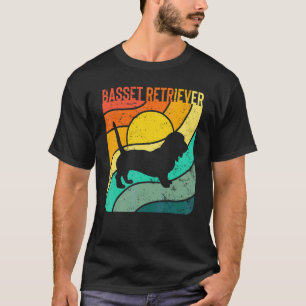 Camiseta Basset Retriever Pôr do Sol Vintage Mãe Pai