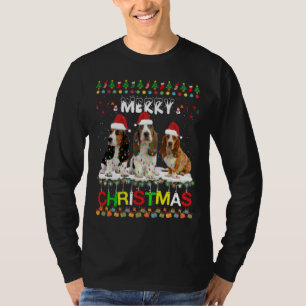 Camiseta Bassett Hound Árvore de Natal Light Pajama Xmas
