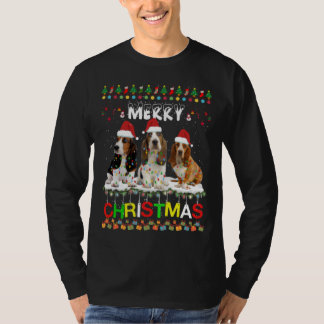 Camiseta Bassett Hound Árvore de Natal Light Pajama Xmas