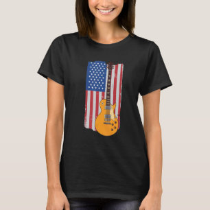 Camiseta Bassis Guitarista Patriótico Americano Bandeira do