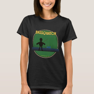 Camiseta Bassquatch Adesivo de Pesca de Robalo Engraçado Bi