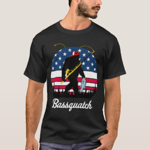 Camiseta Bassquatch Bass Pesca Bandeira Americana Peixe-Vin