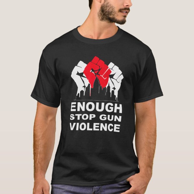 Camiseta Basta Parar Violência Contra Armas Proteger Crianç (Frente)