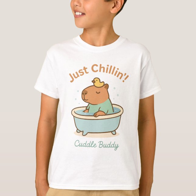 Camiseta Bastante chillin - Capybara giro em Bathtub (Frente)