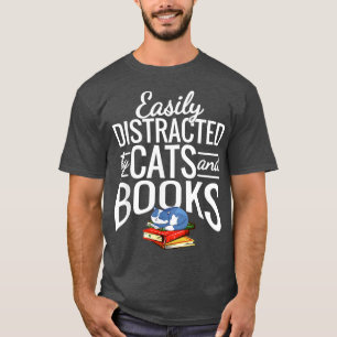 Camiseta Bastante distraído por Gatos e Livros Dons engraça