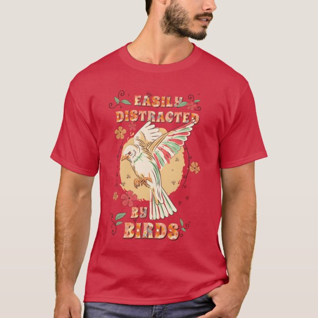 Camiseta Bastante Distraído Por Presente De Pássaros (Frente)