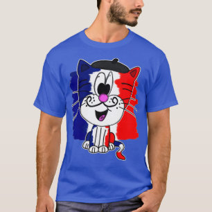 Camiseta Bastilha Dia Feliz 14 julho Gato Bandeira Francesa