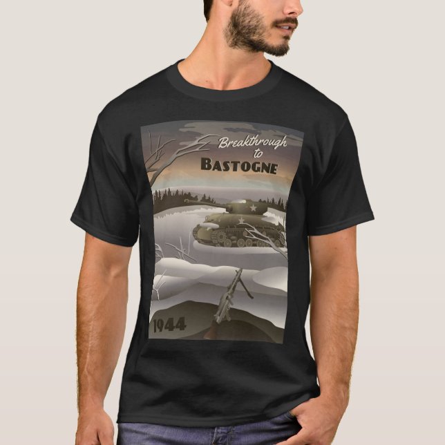 Camiseta Bastogne 1944 - Battle of the Bulge Travel Poster  (Frente)