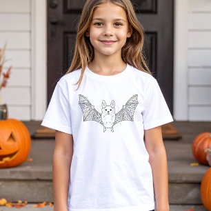 Camiseta Bat Bat Creature Black Line Art Halloween