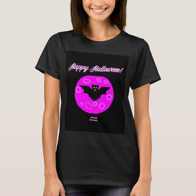 Camiseta Bat Black Basic, de Halloween (Frente)