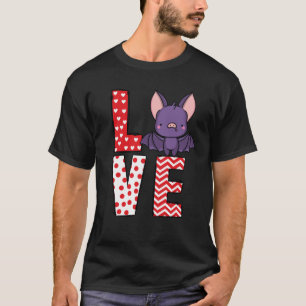 Camiseta Bat Dia de os namorados Adorava Corações Cortantes