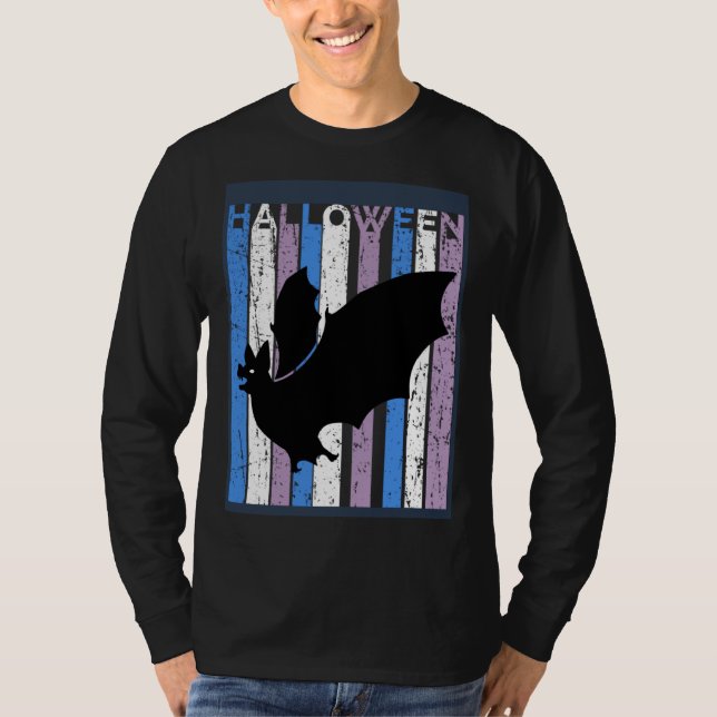 Camiseta Bat Halloween Costume Girls womens Kids Blue Purpl (Frente)