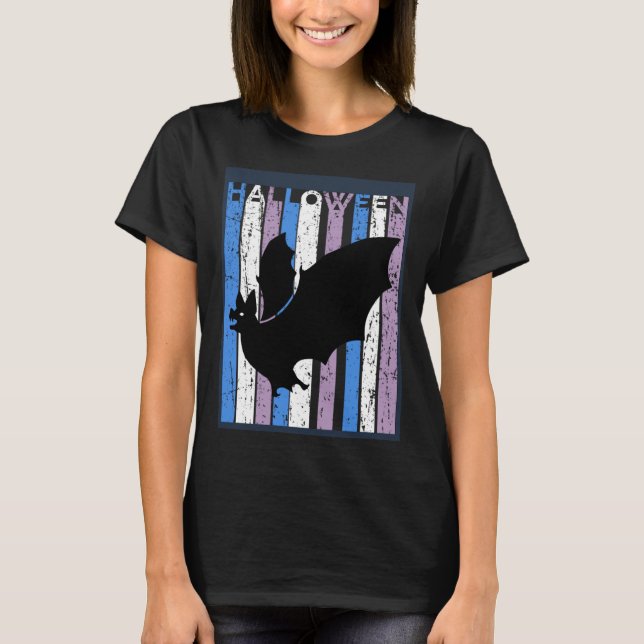 Camiseta Bat Halloween Costume Girls womens Kids Blue Purpl (Frente)