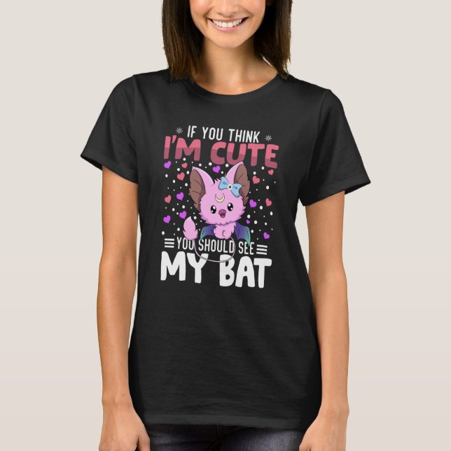 Camiseta Bat Heart Valentine's Day Animal For Womens Kids (Frente)