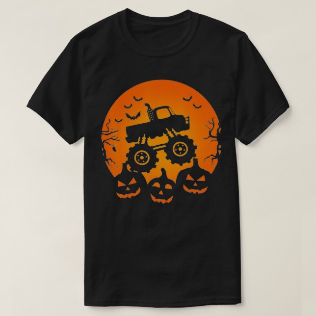 Camiseta Bat Pumpkin Costume Monster Truck Halloween (Frente do Design)