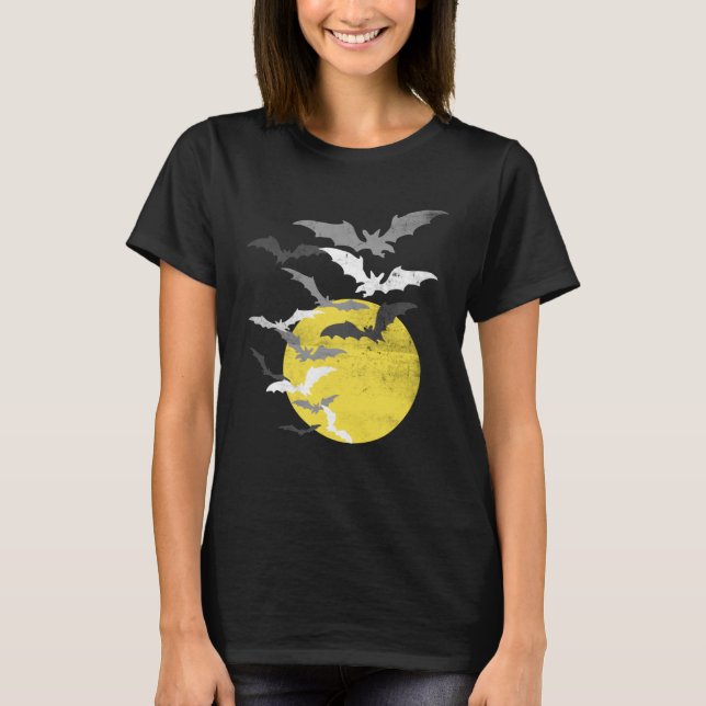 Camiseta Bat Swarm at Full Moon Vintage (Frente)