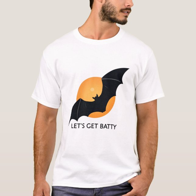 Camiseta Bat & T Rex Halloween Bat e T Rex Spooky Bonitos (Frente)