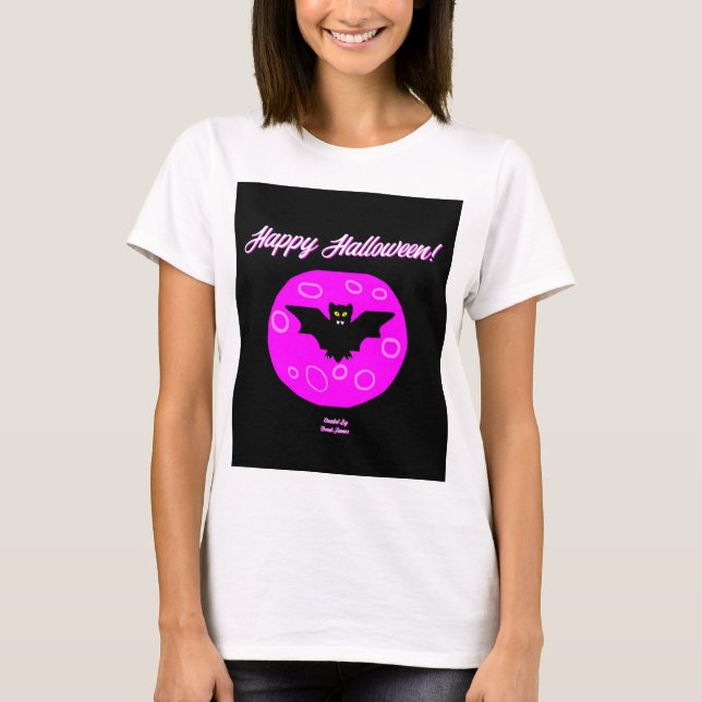 Camiseta Bat White Basic, de Halloween (Frente)