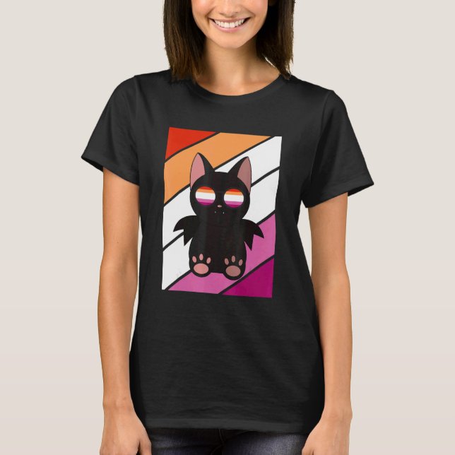 Camiseta Bat With Pride Lesbian Flag LGBTQ Proud Ally Pride (Frente)