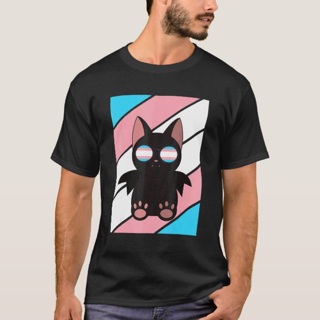 Camiseta Bat With Pride Transgender Flag LGBTQ Proud Ally P (Frente)