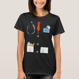 Camiseta Bata Branca de Médico Fantasia Divertida de Hallow