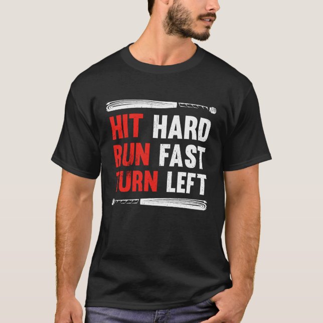 Camiseta Bata Forte Corre Rápido Vira à Esquerda, Masculino (Frente)