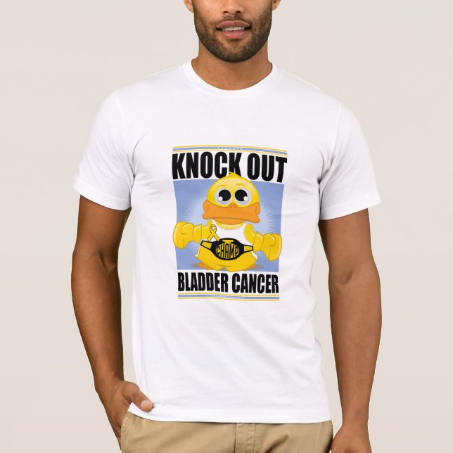 Camiseta Bata para fora o cancer de bexiga (Frente)