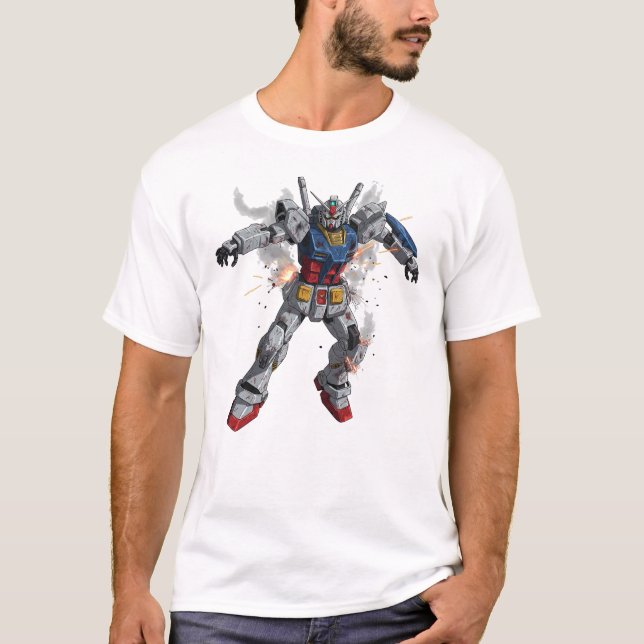 Camiseta Batalha danificada Gundam (Frente)