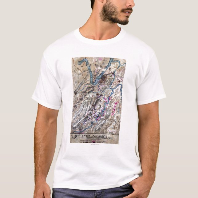 Camiseta Batalha de Chickamauga - mapa panorâmico da guerra (Frente)