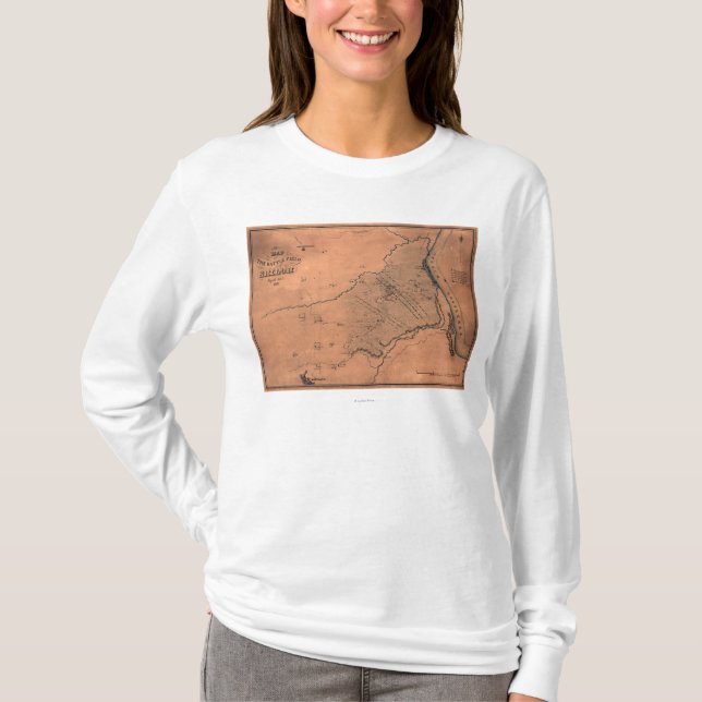 Camiseta Batalha de Shiloh - mapa panorâmico 5 da guerra (Frente)