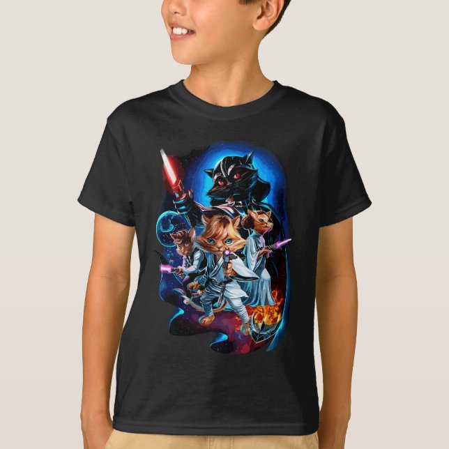 Camiseta Batalha Epic Galáxia do Guerreiro Gato, Espaço Sci (Frente)
