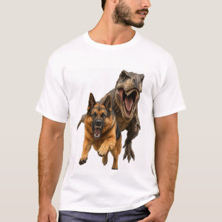 Camiseta Batalha Épica Cachorro vs Dinossauro