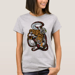 Camiseta Batalha épica: Tigre vs Cobra Art