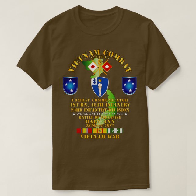 Camiseta Batalha pelo FSB Mary Ann Combat Commo 1rua Bn 46t (Frente do Design)