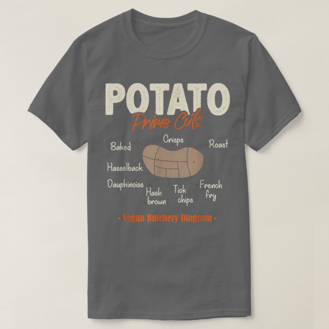 Camiseta Batata Corta Engraçada Vegan Butcher (Frente do Design)