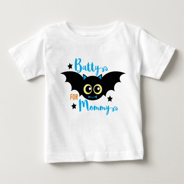 Camiseta Batata de Mamãe 1rua Bat Azul Halloween (Frente)
