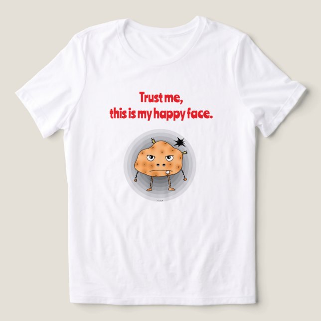 Camiseta Batata Engraçada Rosto Feliz (Design frontal)