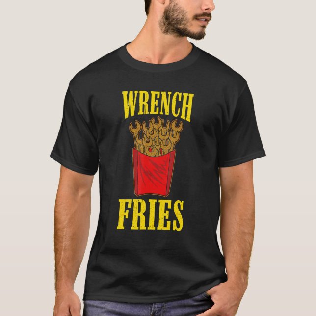 Camiseta Batata Frita da Chave de Garage  Mecânico de Carro (Frente)