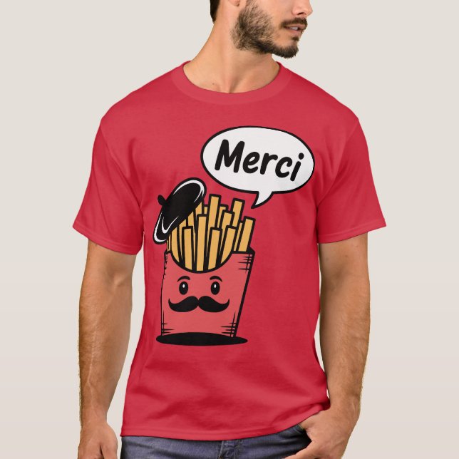 Camiseta Batata Frita Dizendo Merci (Frente)