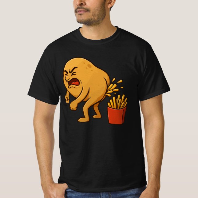 Camiseta Batata Frita Fazendo Cocô l Batata Frita Engraçada (Frente)