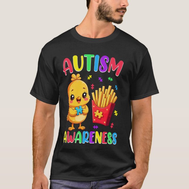 Camiseta Batata Frita Quebra-Cabeça Frango Fofo Conscientiz (Frente)