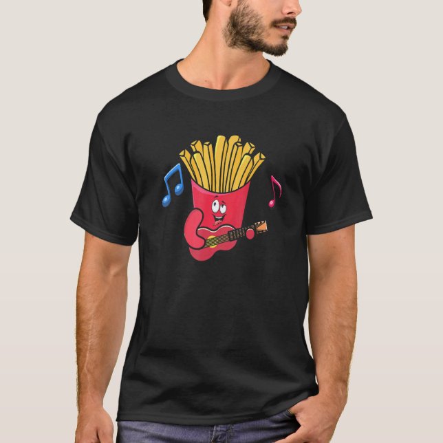 Camiseta Batata Frita Tocando Violão Guitarrista Tocador Uk (Frente)