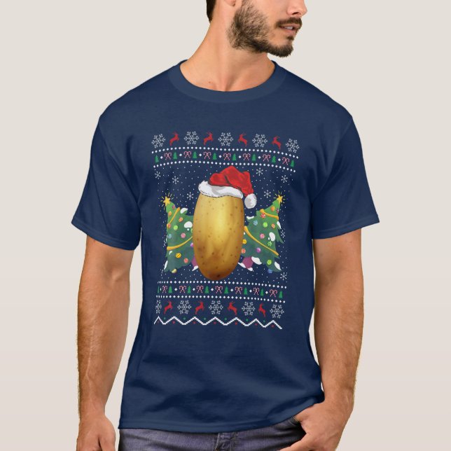 Camiseta Batata-Lover Xmas dotada de batata frita Natal (Frente)