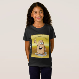 Camiseta Batata personagem de desenho animado com olhos gra